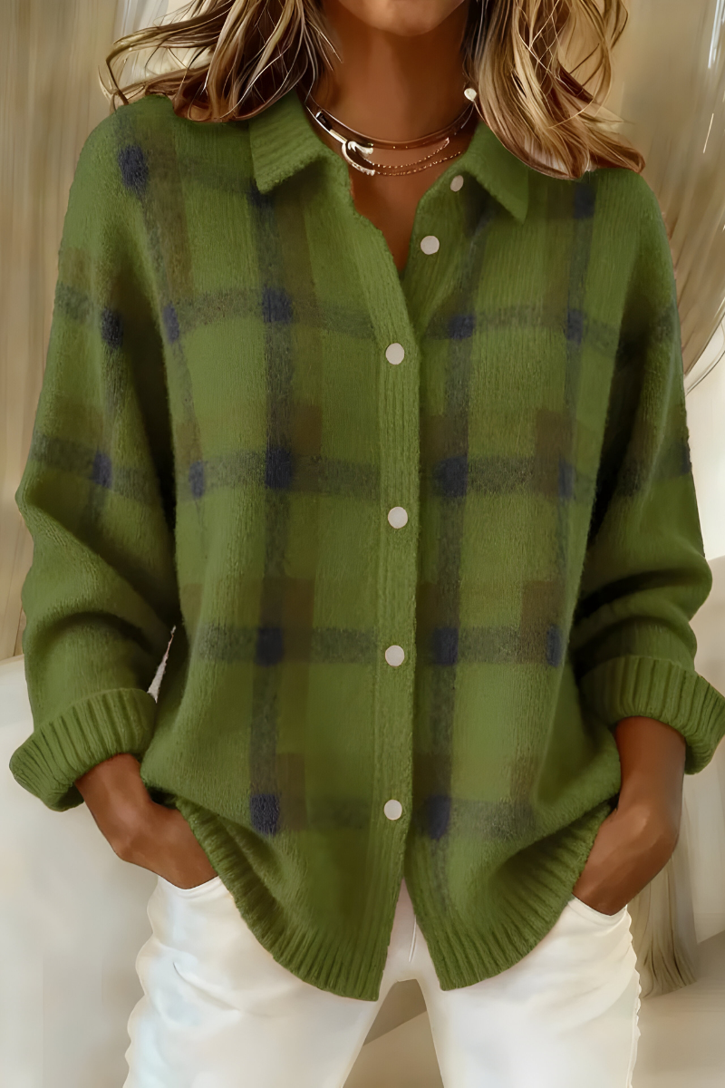 Plaid knit cardigan for women | Anna