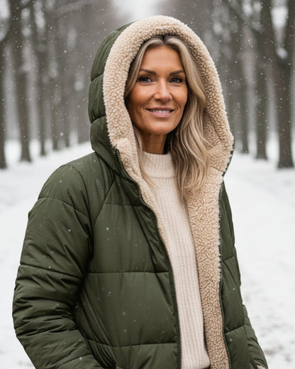 Warm sherpa-lined winter coat for women | Eleanor -8