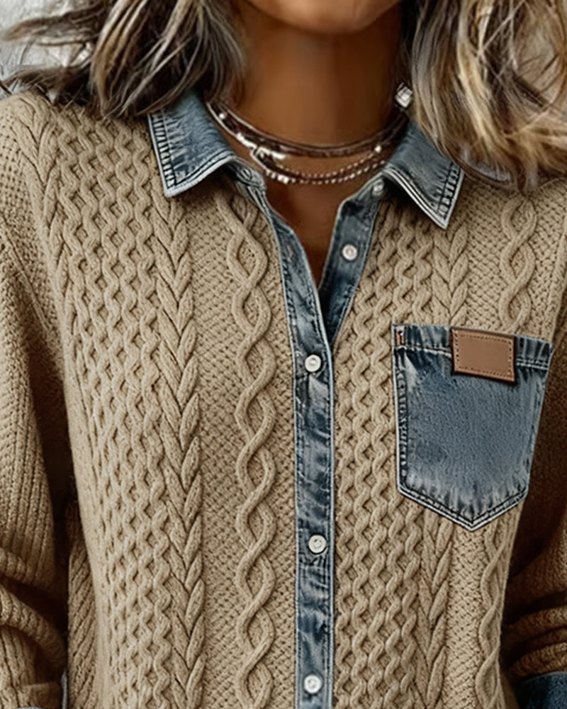 Classic knitted denim-look everyday jumper for women | Juliane -10