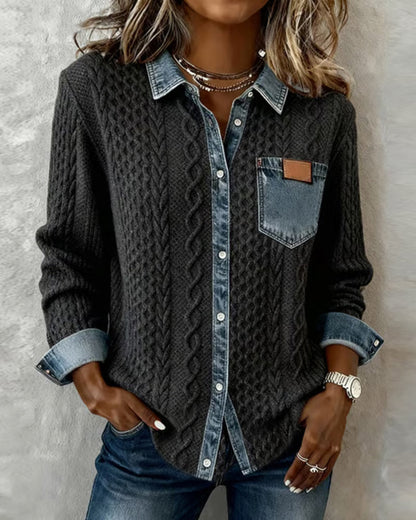 Classic knitted denim-look everyday jumper for women | Juliane -3