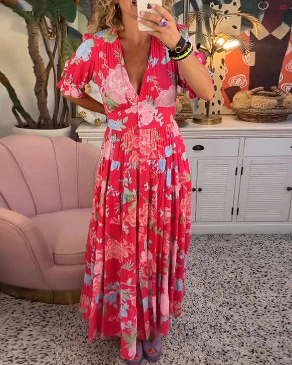 Vibrant elegant floral dress maxi for women -6
