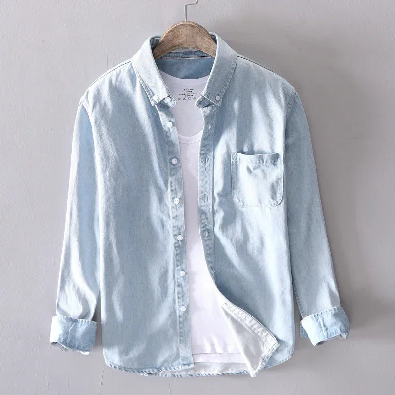 Classic button-down denim shirt for men | Alaric -3