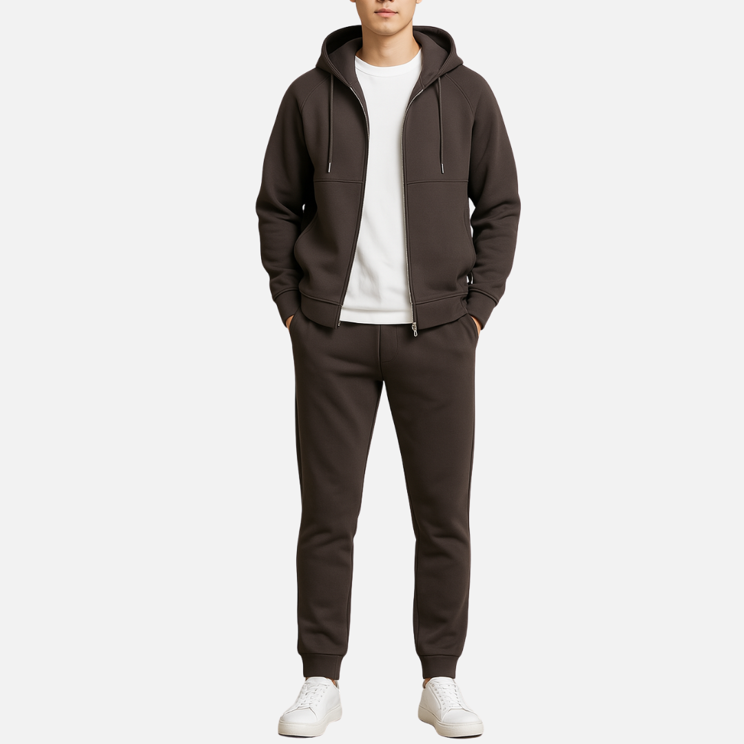 Luxury zip-up smart casual tracksuit set for men -3