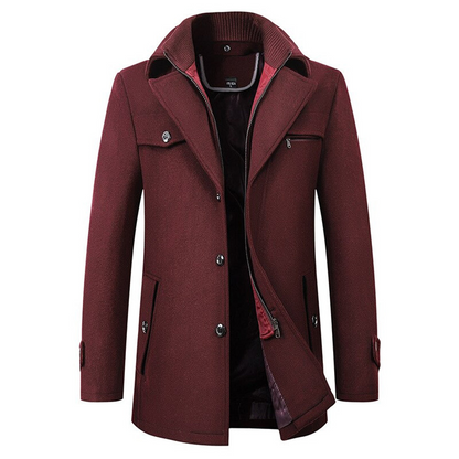 Long slim-fit coat with high collar for men | Altair
