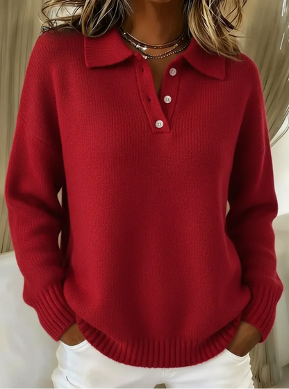 Classic knit polo everyday jumper for women | Olivia -3
