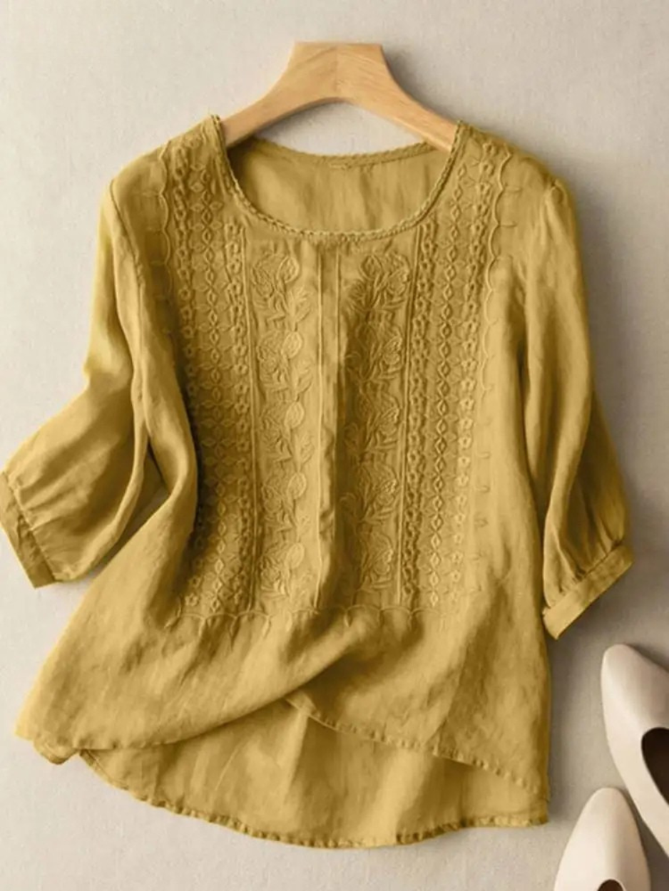 Embroidered cotton boho blouse for women | Florence -6