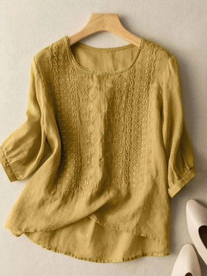 Embroidered cotton boho blouse for women | Florence -6