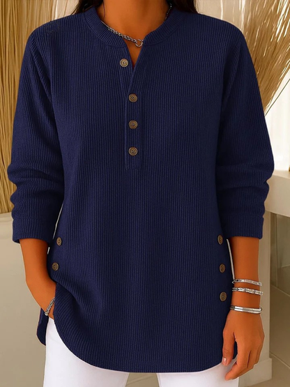 Relaxed button henley everyday tunic for women | Eden -4