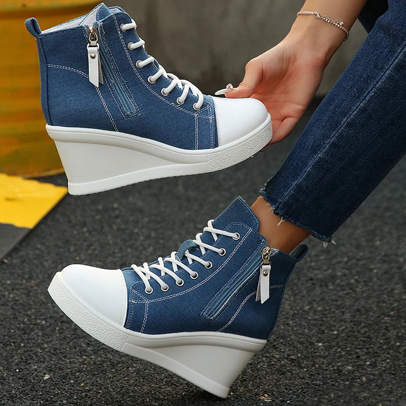 Uptown canvas wedge trainer for women | Solara -10