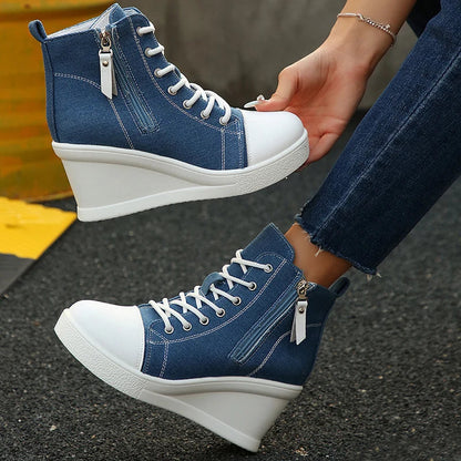 Uptown canvas wedge trainer for women | Solara -10