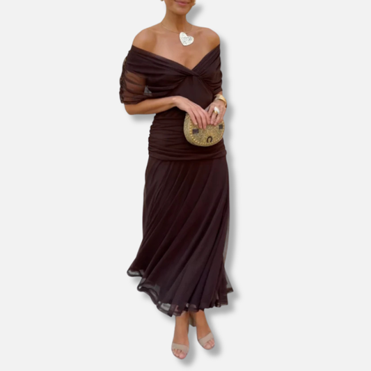 Elegeant V-neck maxi dress for women | Amara -1