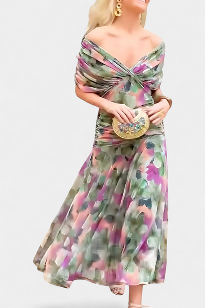Long floral V-neck maxi dress for women | Vivian -22