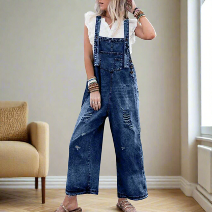 Vintage wash adjustable jumpsuit for women | Carmelita