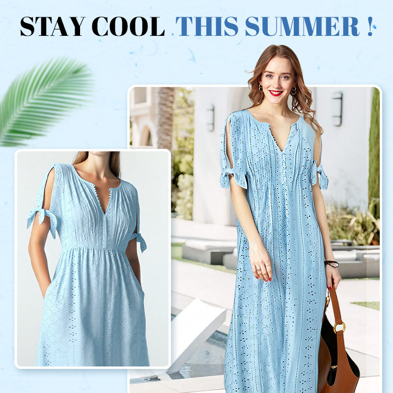 Elegant flowing V-neck dress for women -3