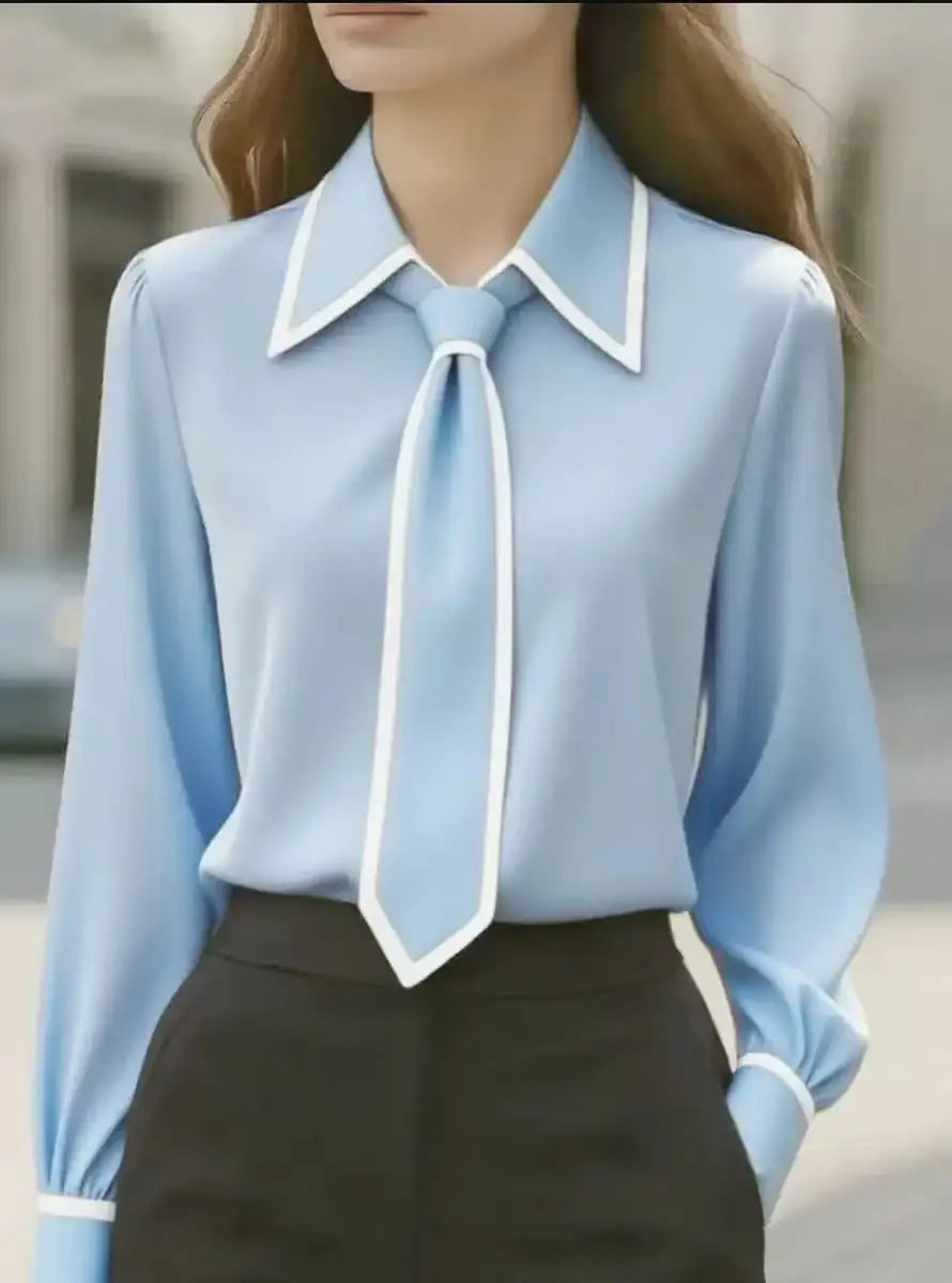 Contrast tie blouse for women | Selina -4