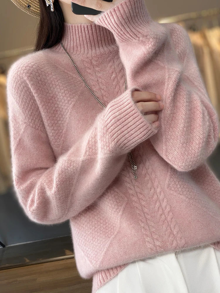 Cable-knit turtleneck jumper for women | Ellis -3