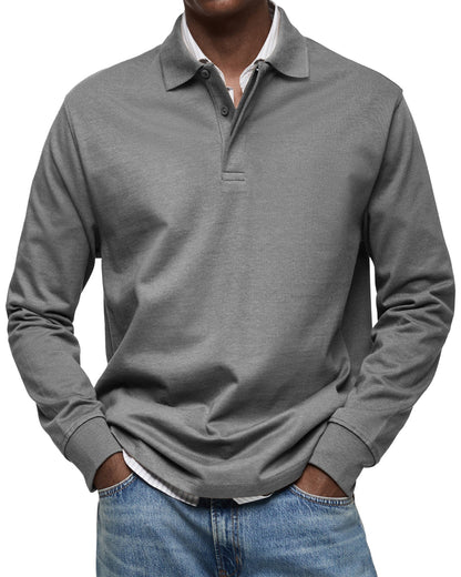 Classic long-sleeve relaxed polo shirt for men | Gary -5