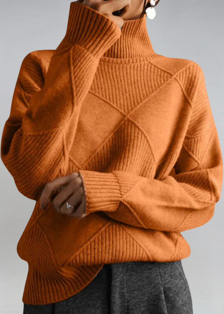 Jumper roll-neck doux style elegant for women -7