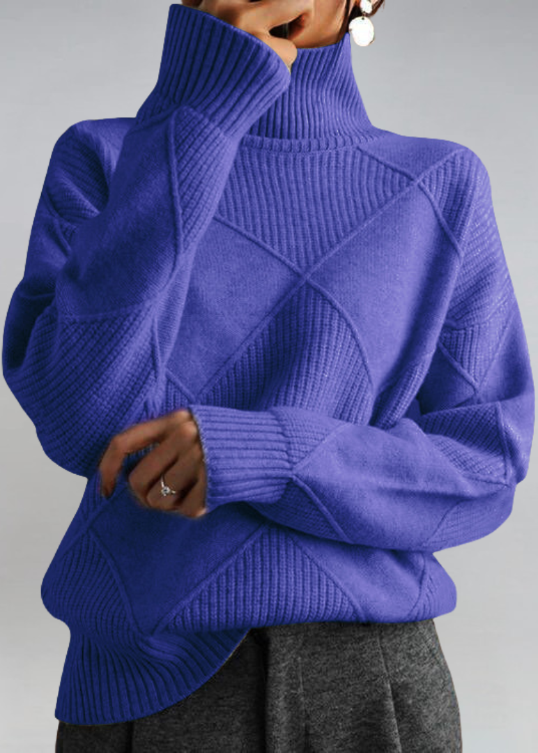 Jumper roll-neck doux style elegant for women -8