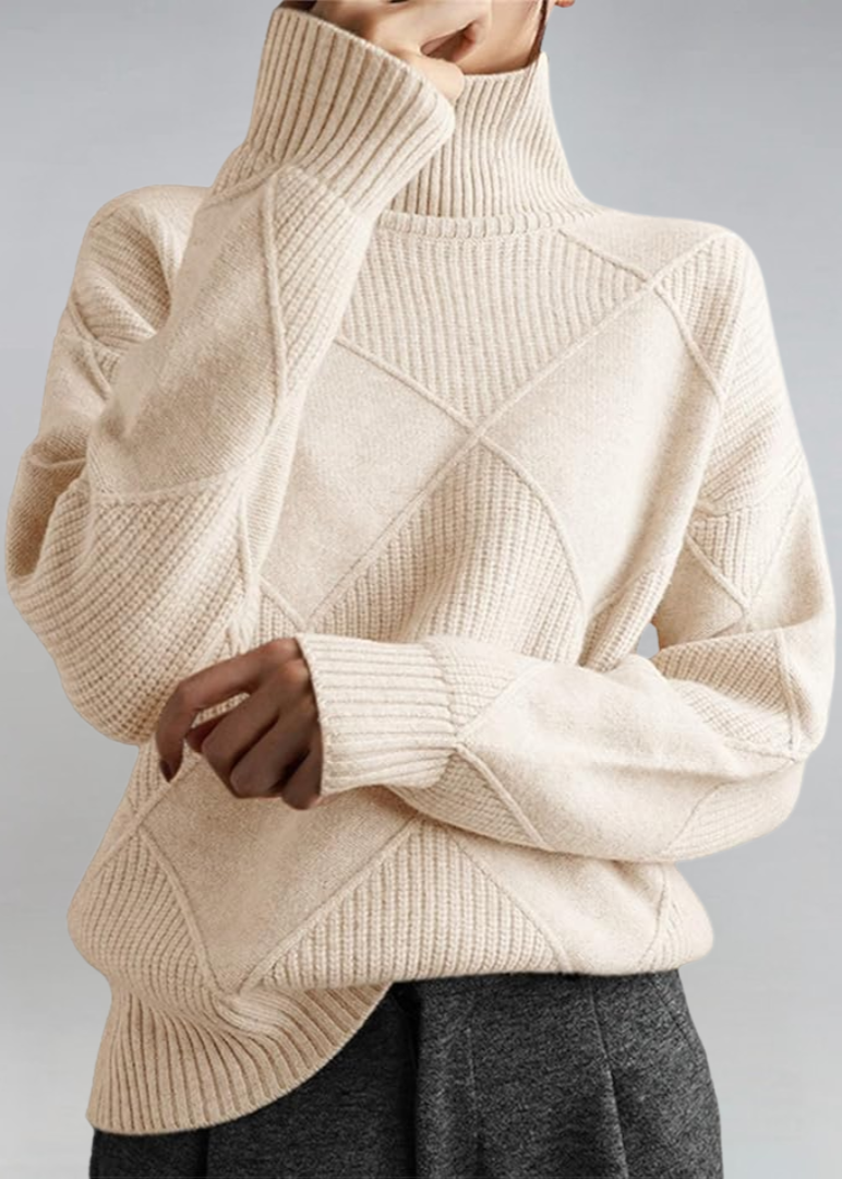 Jumper roll-neck doux style elegant for women -4