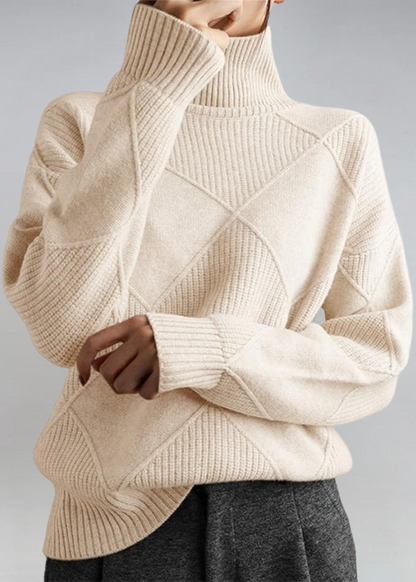 Jumper roll-neck doux style elegant for women -4