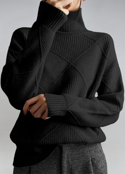 Jumper roll-neck doux style elegant for women -5