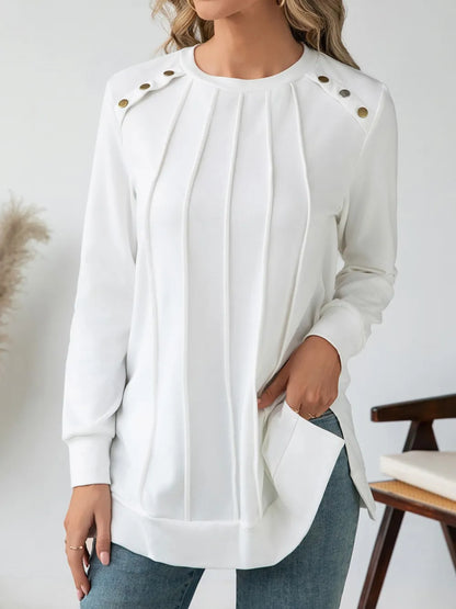Chemisier blanc long rond blouse for women -3