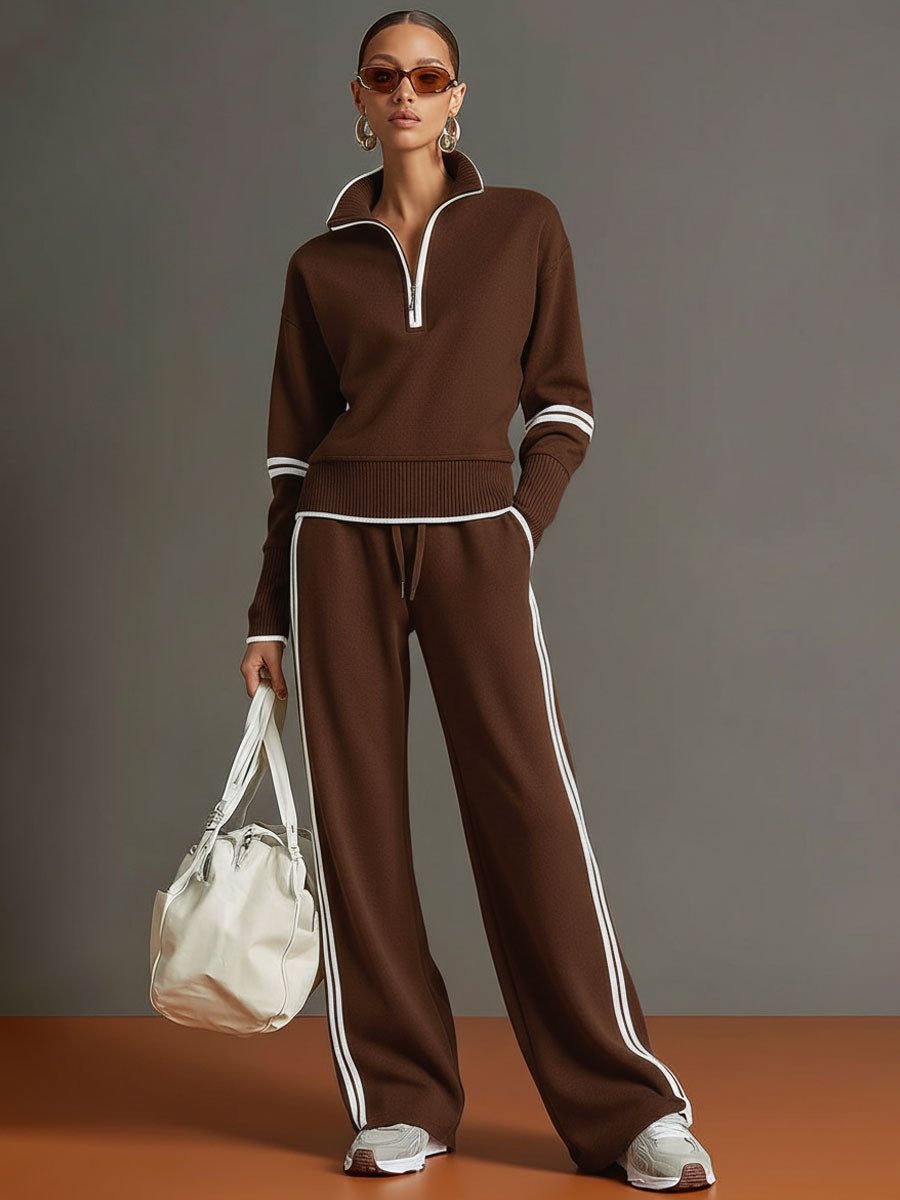 Sport-luxe half-zip co-ord set for women | Zerina -8