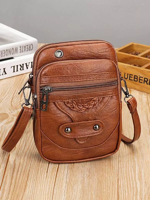 Vintage leather crossbody bag for women | Vellana -1