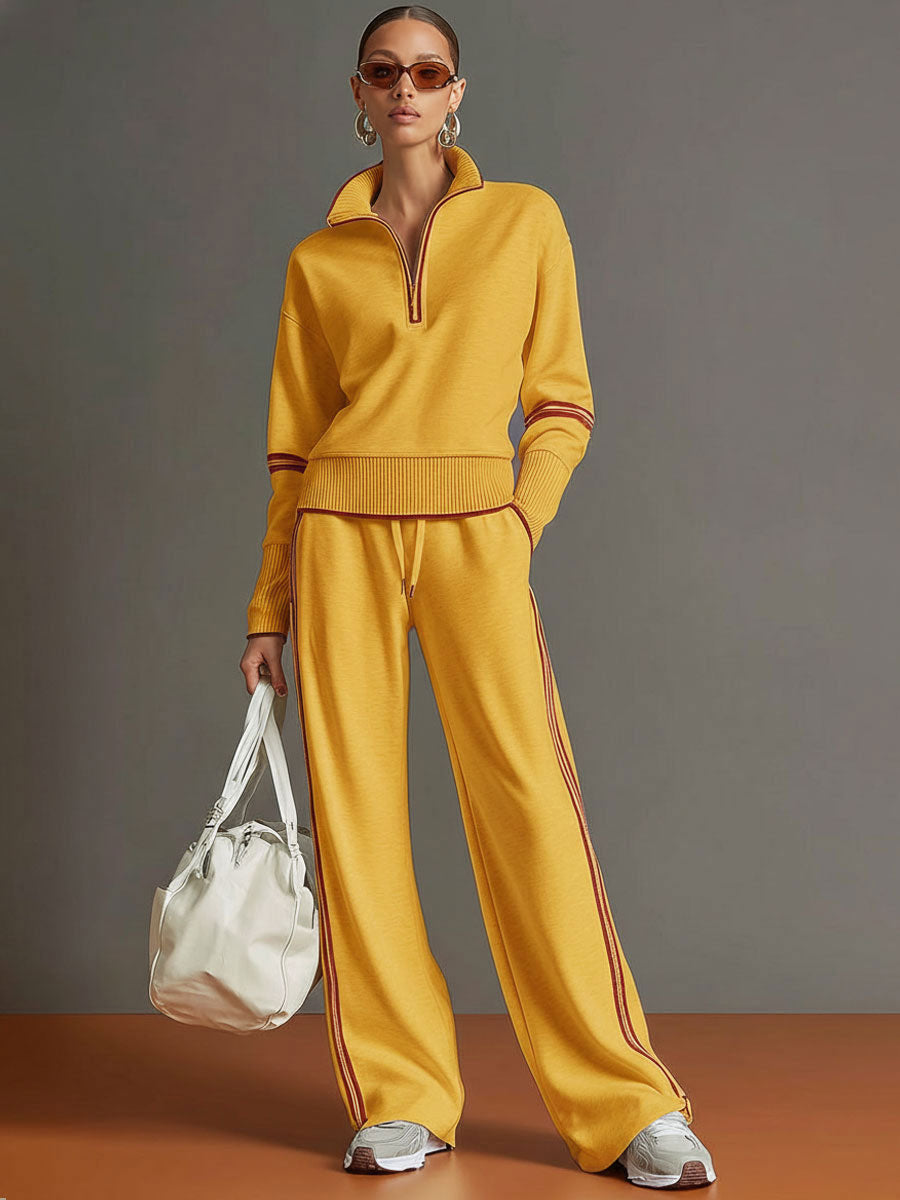 Sport-luxe half-zip co-ord set for women | Zerina -12