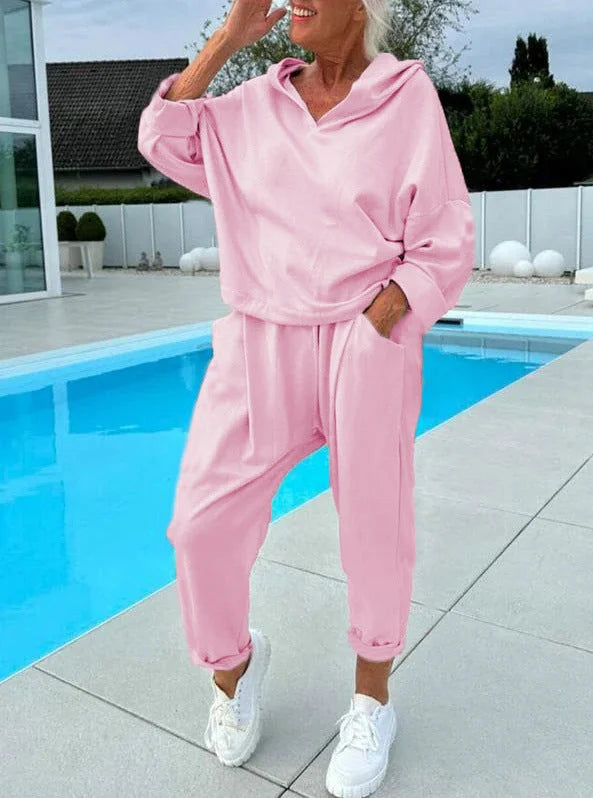Cosy hooded sweatshirt everyday set for women | Hazel -7