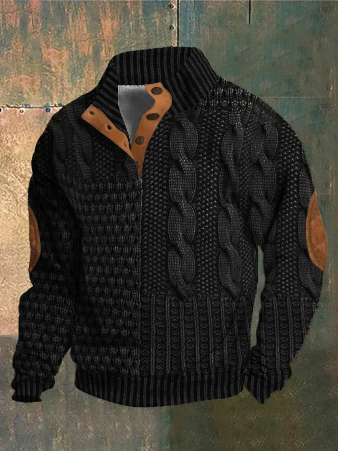 Knitted jumper with elbow-patch detail for men | Finn