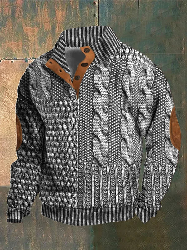 Knitted jumper with elbow-patch detail for men | Finn