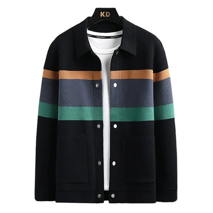 Striped varsity knit jacket for men | Arden -6