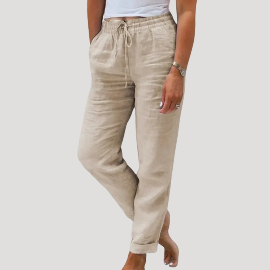 Lightweight drawstring summer trousers for women | Eleni