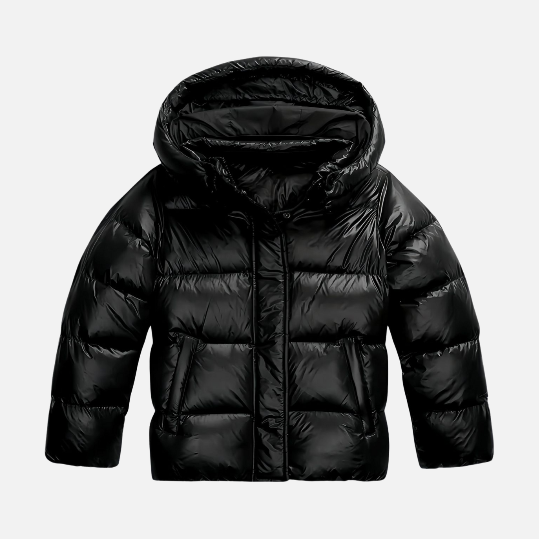 Glossy hooded lightweight puffer jacket for women -7
