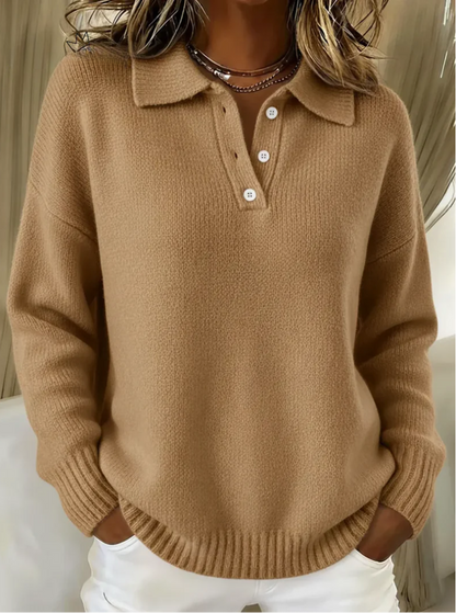 Classic knit polo everyday jumper for women | Olivia -5