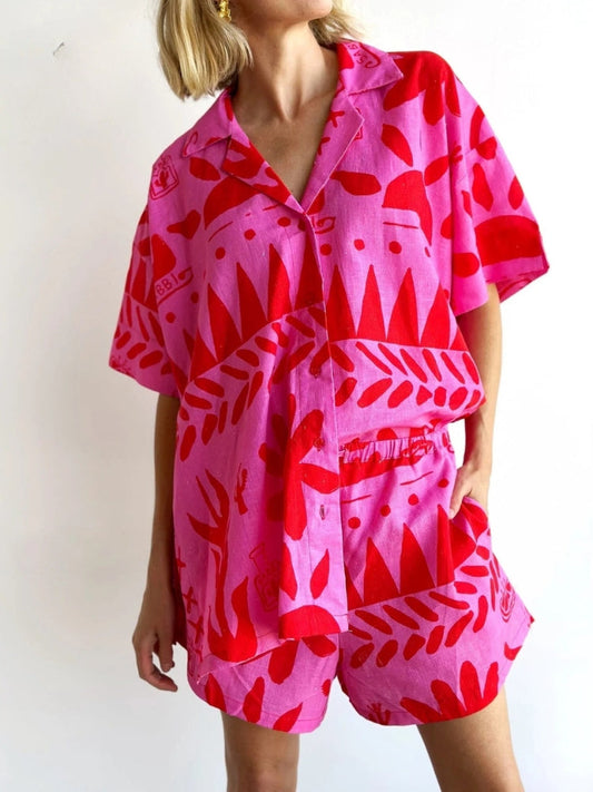 Pink set short for women | Pauline -1