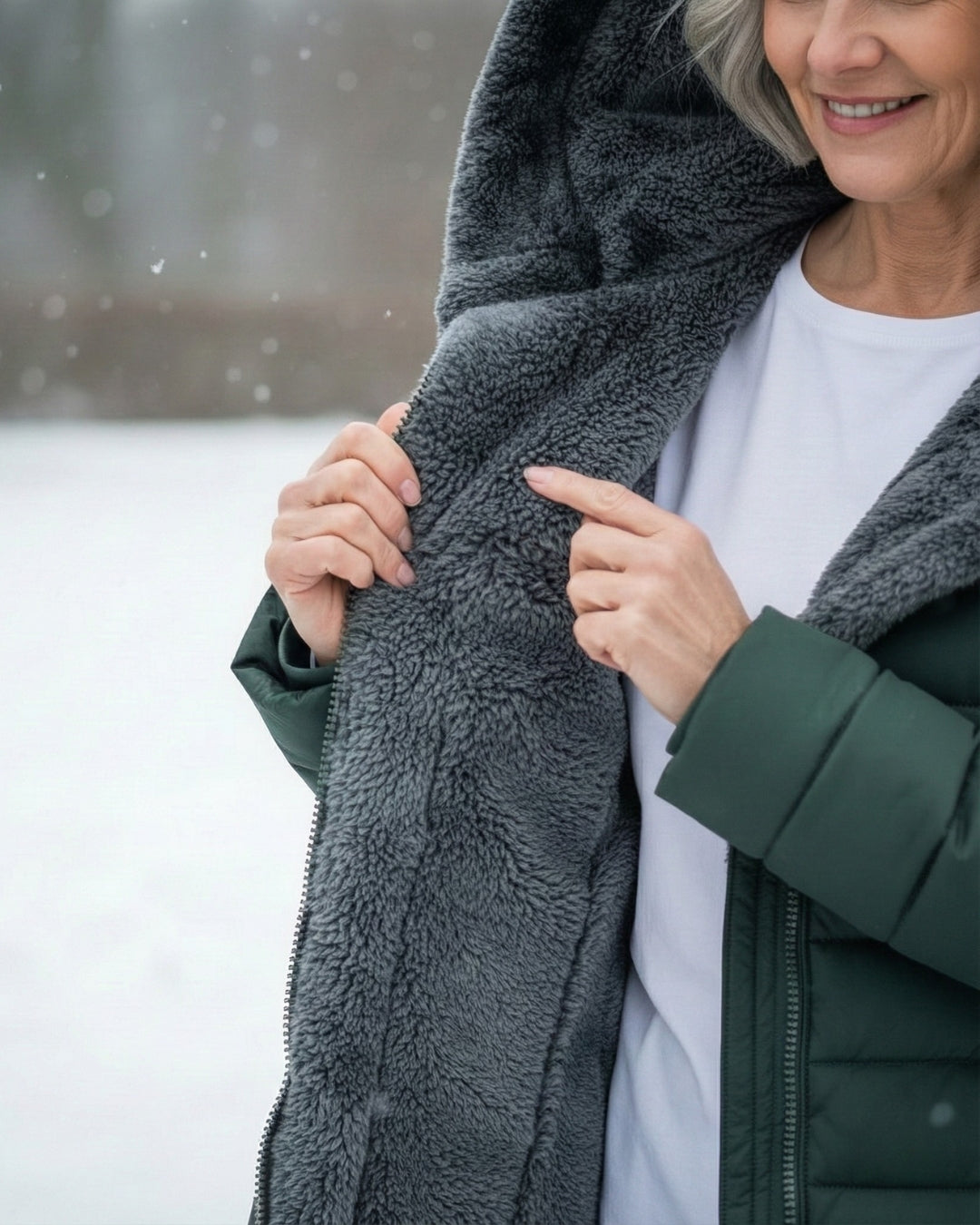 Fleece-lined puffer coat with A-line silhouette for women | Jami