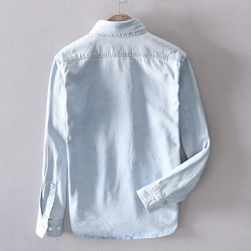 Classic button-down denim shirt for men | Alaric -4