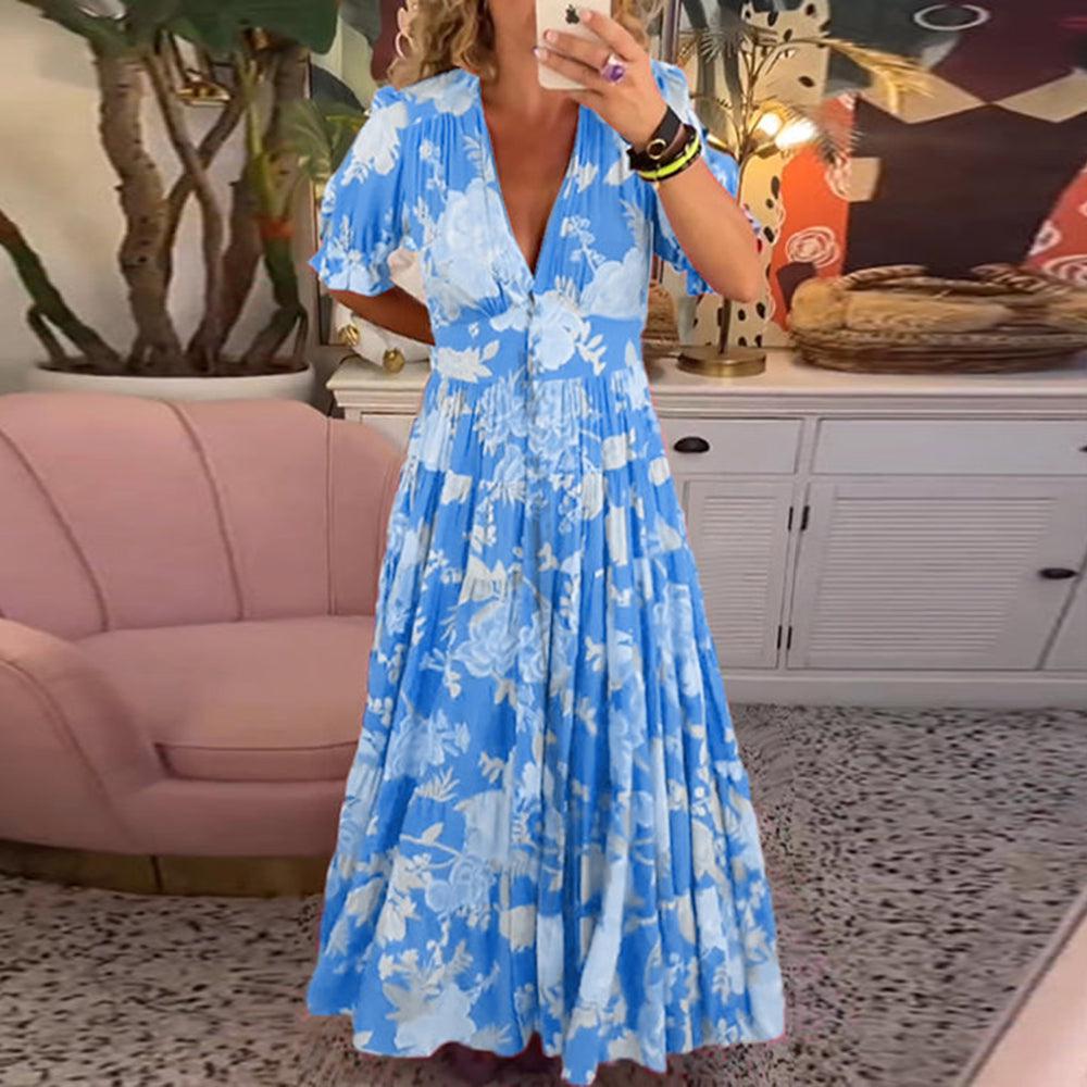 Vibrant elegant floral dress maxi for women -8
