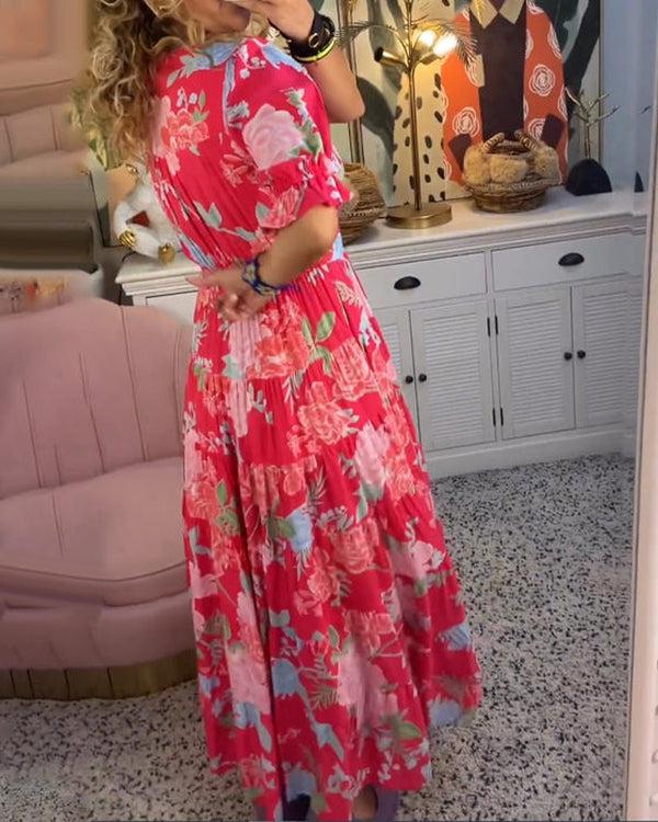 Vibrant elegant floral dress maxi for women -7
