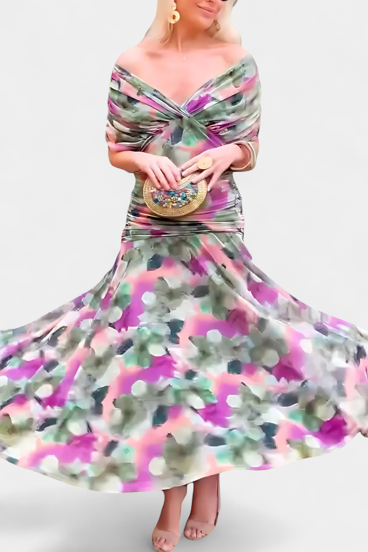 Long floral V-neck maxi dress for women | Vivian -20