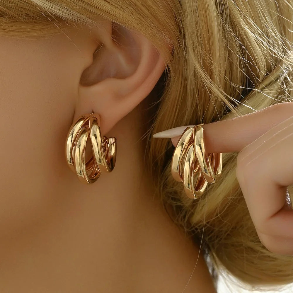 Trinova stacked hoop earrings for women | Aurelia -1