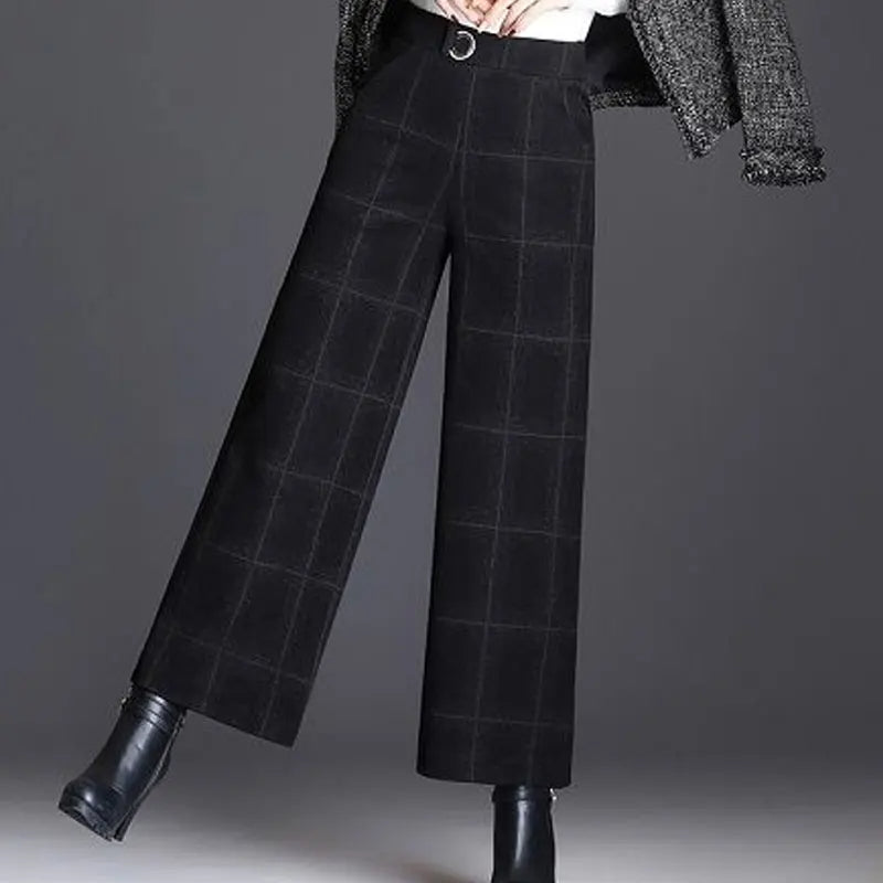 Plaid wide-leg trousers for women | Ashton -5