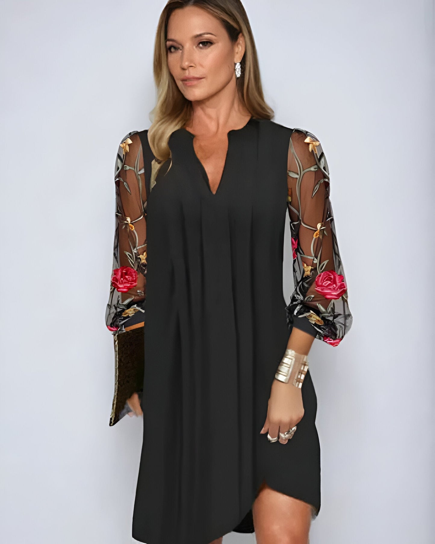 Aurelle Renee elegant embroidered-sleeve dress for women