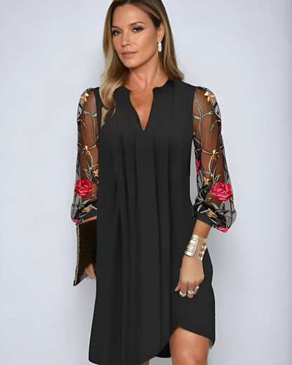 Aurelle Renee elegant embroidered-sleeve dress for women