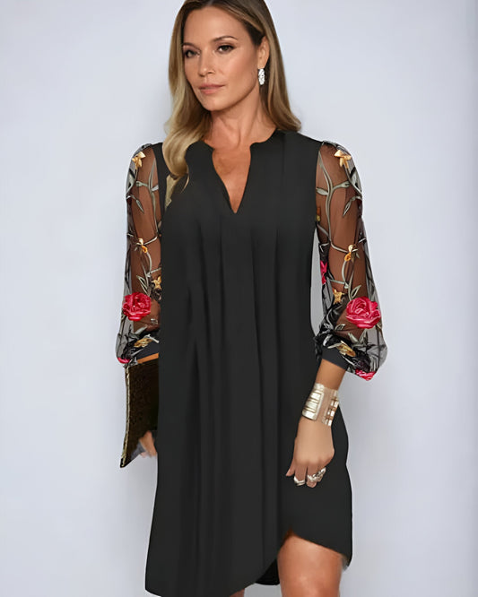 Aurelle Renee elegant embroidered-sleeve dress for women