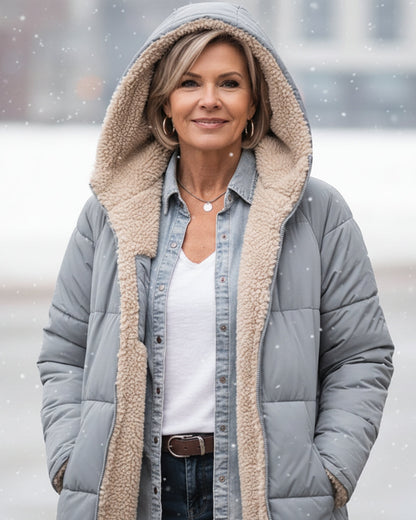 Warm sherpa-lined winter coat for women | Eleanor -17