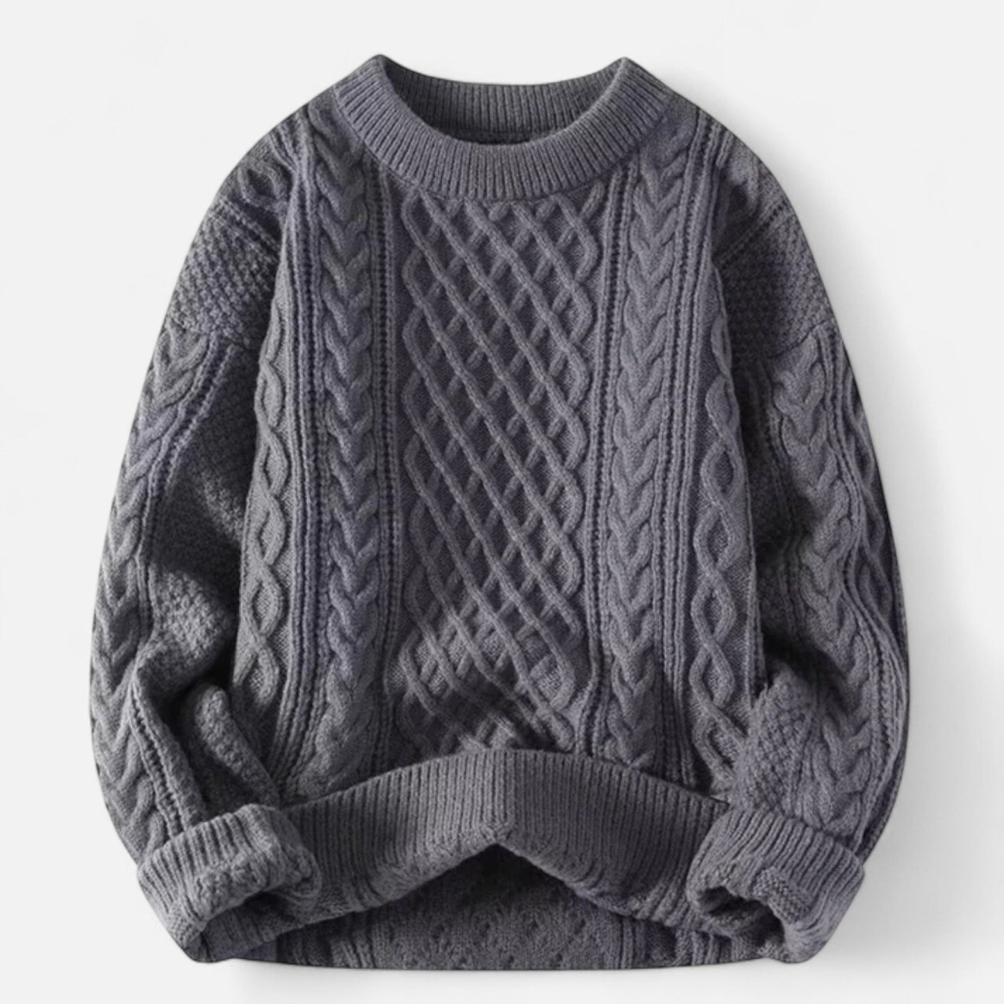Classic cable-knit round-neck everyday jumper for women -2